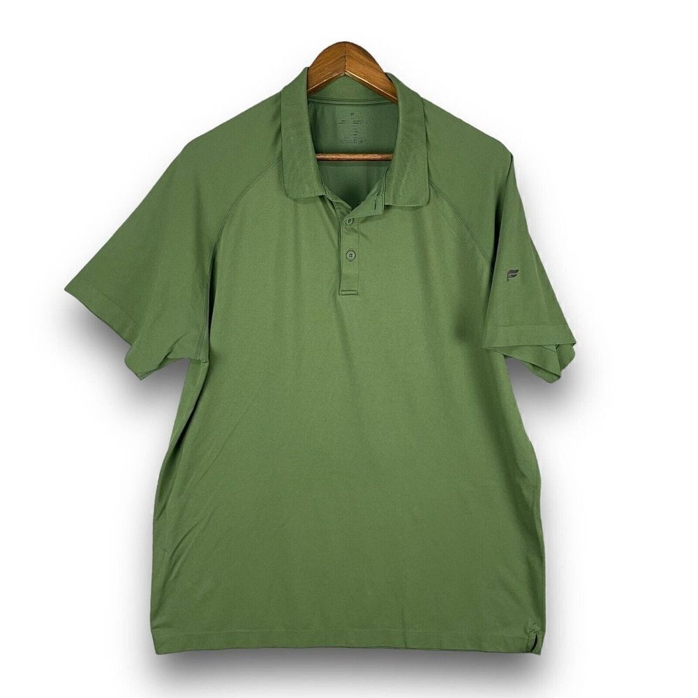 Men’s Fabletics Polo Shirt Sz 2XL Green Performance Golf Collared Adult Athletic